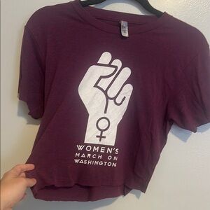 Womens March Feminist 2017 American Apparel Red / Burgundy Crop Top Short Sleeve